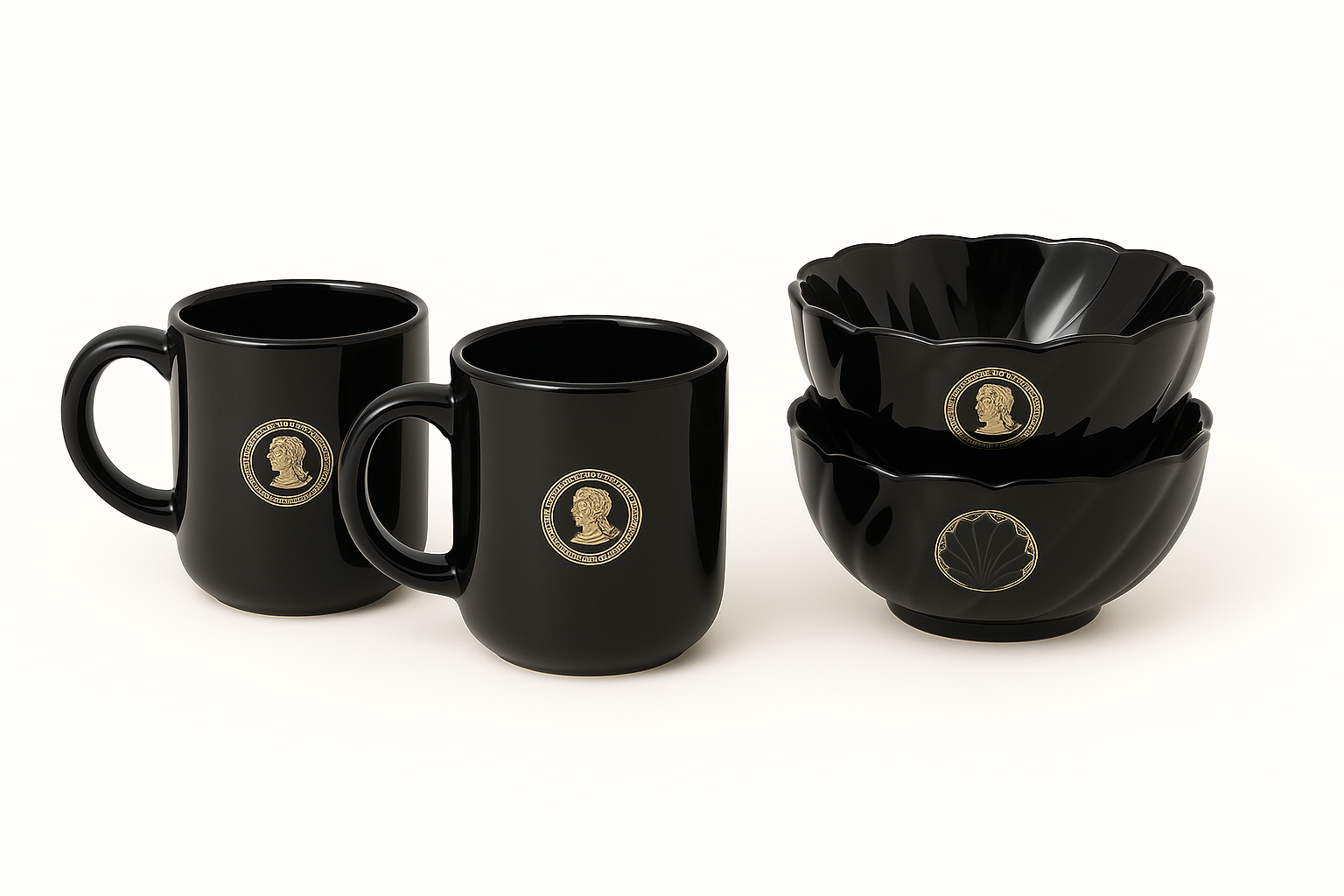 A One Ceramic Tea Cups Mug Set With Leaf Shape Serving Bowl (8 Pcs Set)