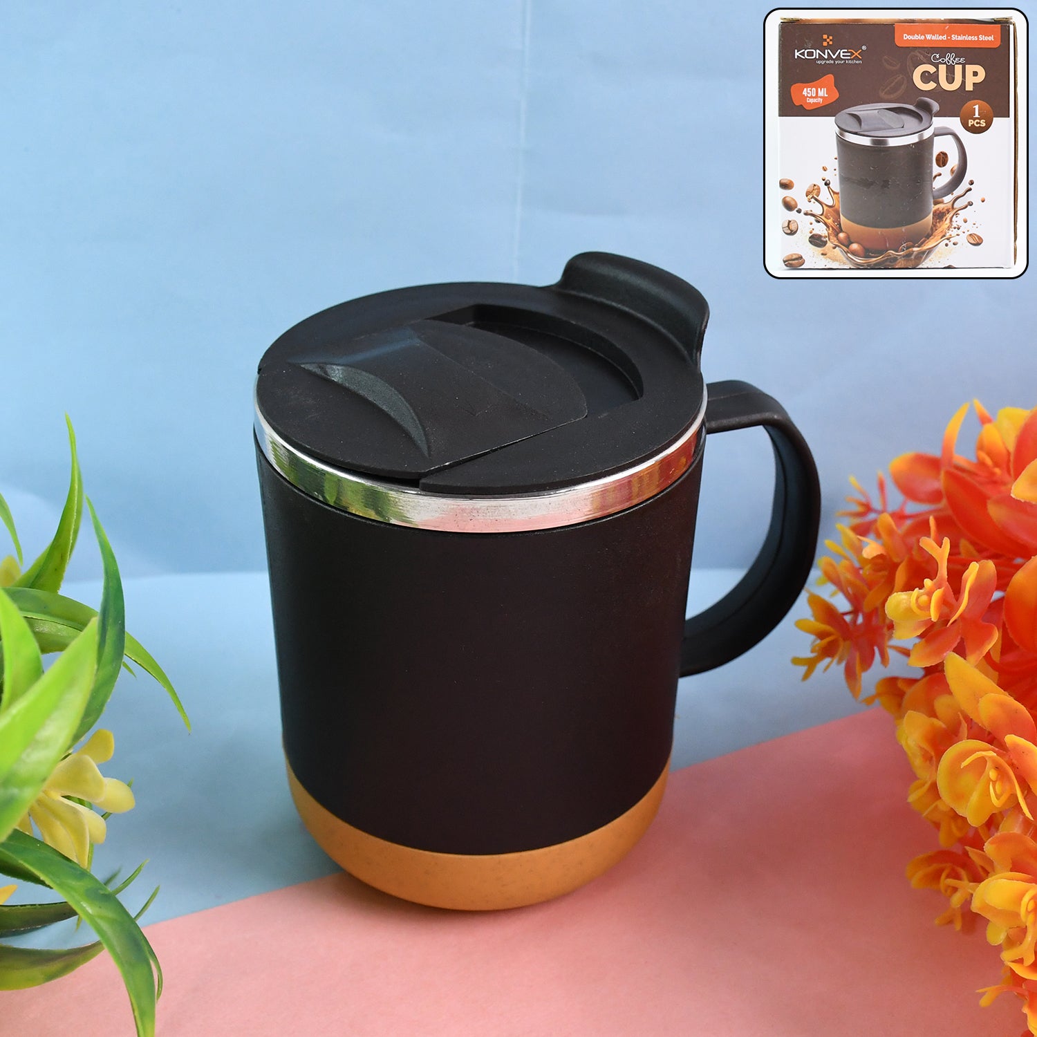 Insulated Coffee Mug With Spill-proof Lid